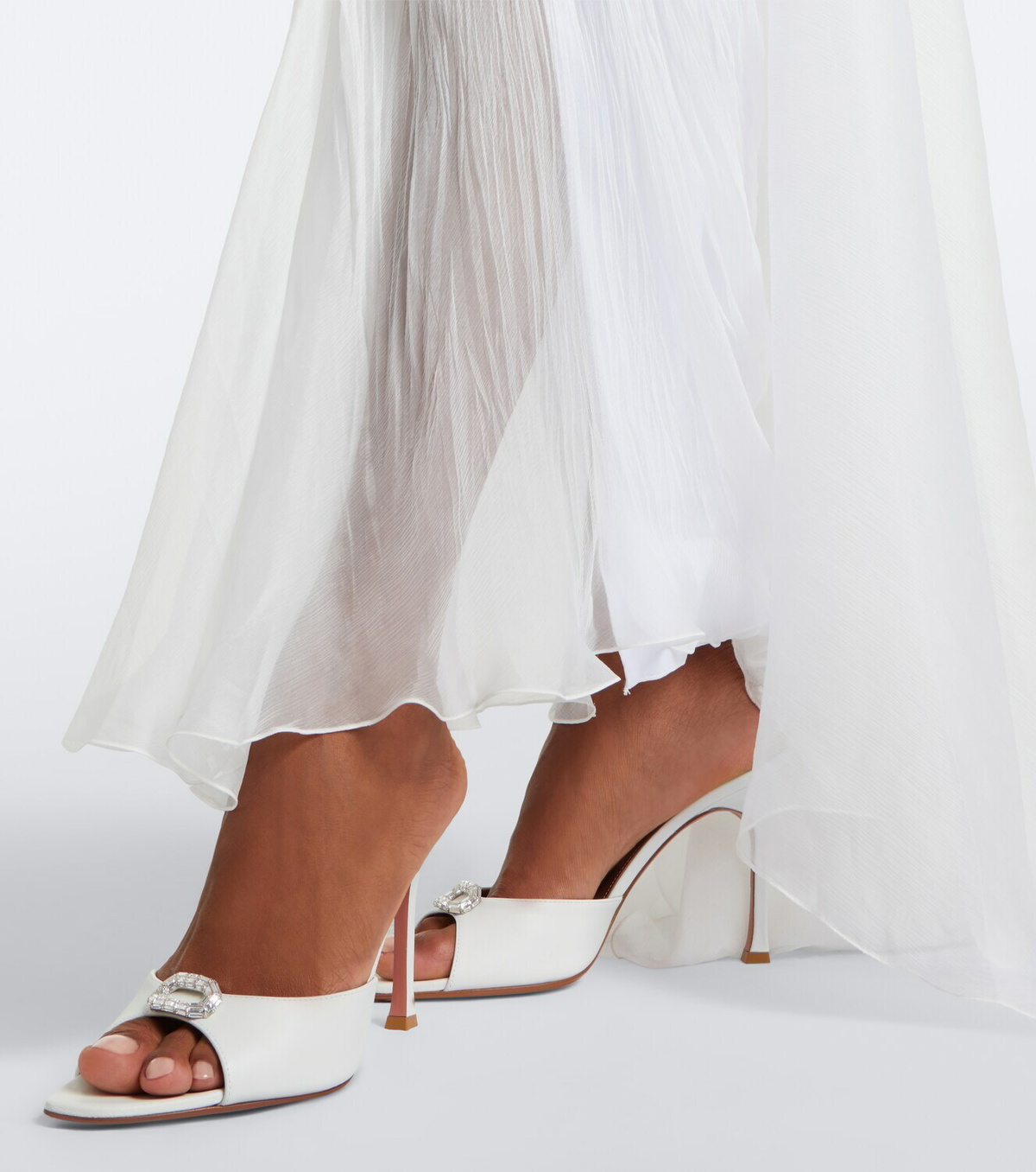 Amina Muaddi Mini Camelia embellished leather mules