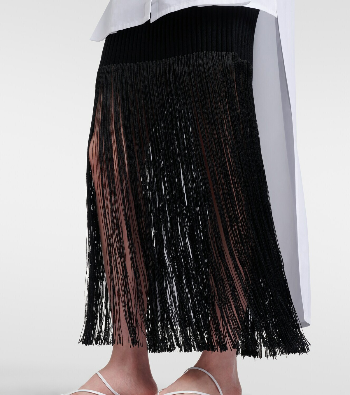 Alaïa Fringed ribbed-knit skirt