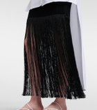 Alaïa Fringed ribbed-knit skirt
