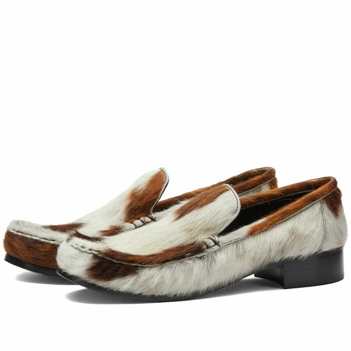 Photo: Acne Studios Women's Babi Due Hairy Loafer Shoes in Multi Brown