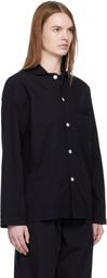 Tekla Black Poplin Long-Sleeved Pyjama Shirt