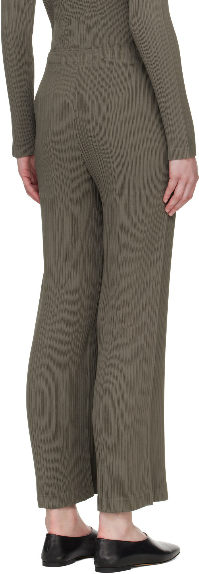 ISSEY MIYAKE Taupe Hatching Pleats Trousers