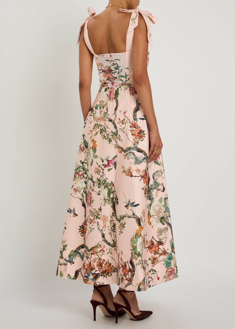 Alice + Olivia Hana Floral-print Stretch Cotton-sateen Midi Dress Pink