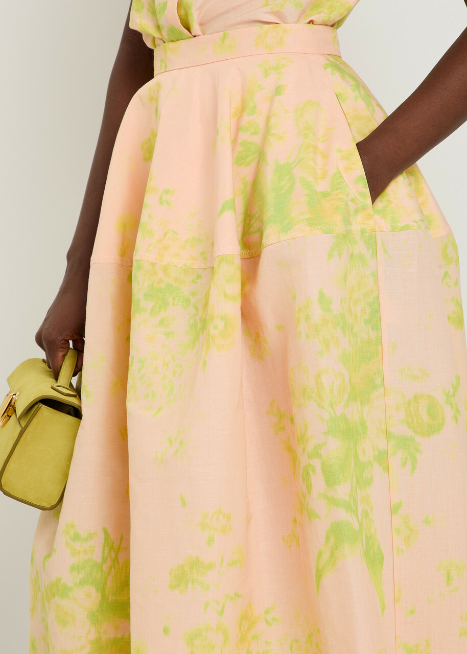 Erdem Floral-print Woven Midi Skirt Light Pink
