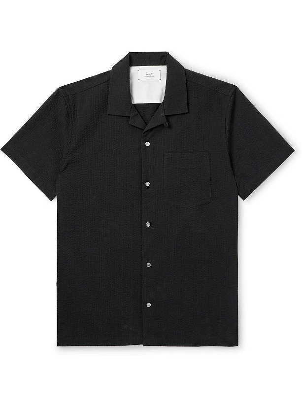 Photo: Mr P. - Convertible-Collar Cotton-Seersucker Shirt - Black