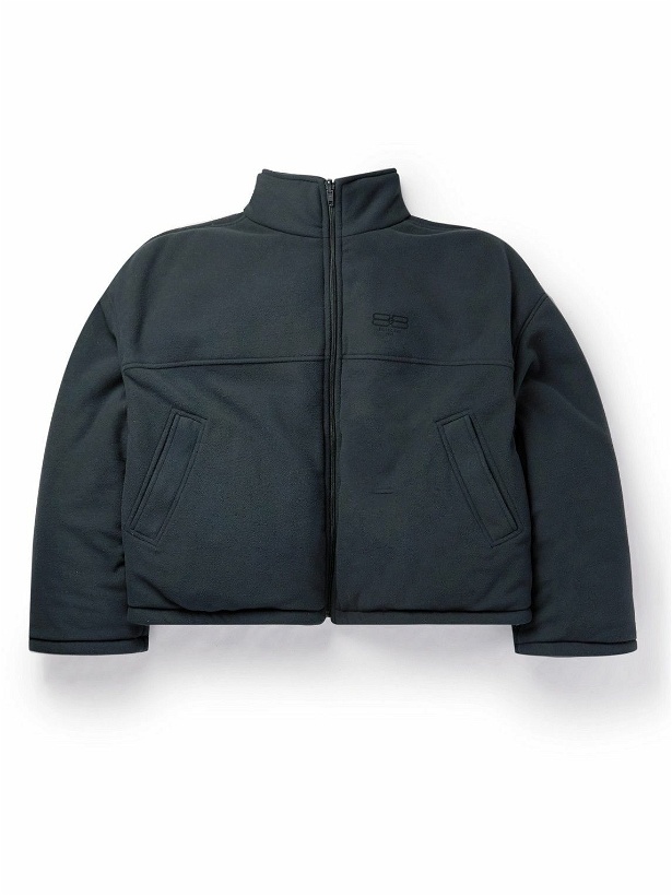 Photo: Balenciaga - Oversized Reversible Logo-Print Padded Fleece Jacket - Blue