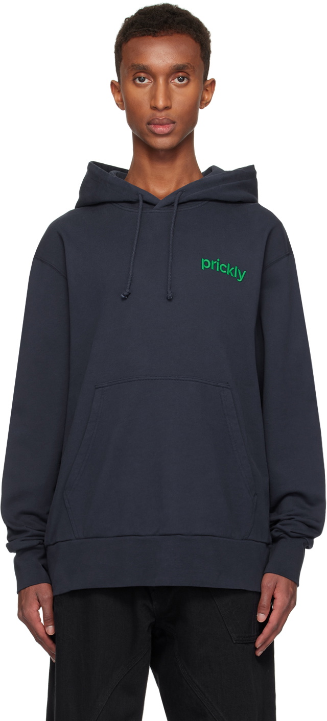 JW Anderson Navy 'Prickly' Slogan Back Print Hoodie JW Anderson