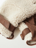 Loro Piana - Leather-Trimmed Suede and Shearling Gloves - Neutrals
