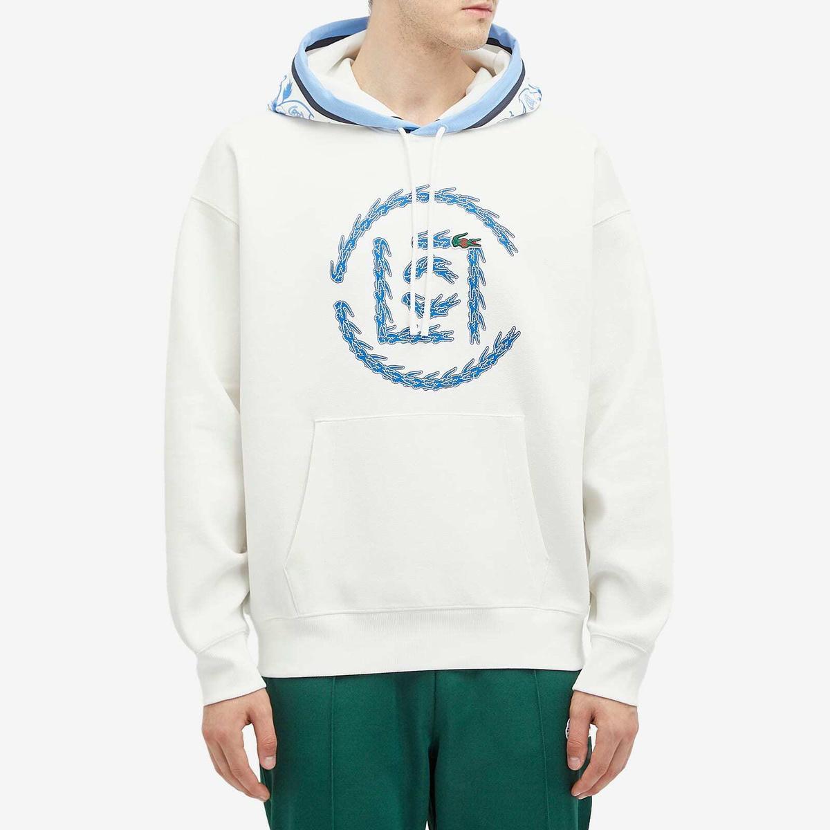 ★Lacoste x CLOT Logo Hoodie 関税込★ Lacoste Men's x CLOT Logo Hoodie in Flour/Cobalt Lacoste