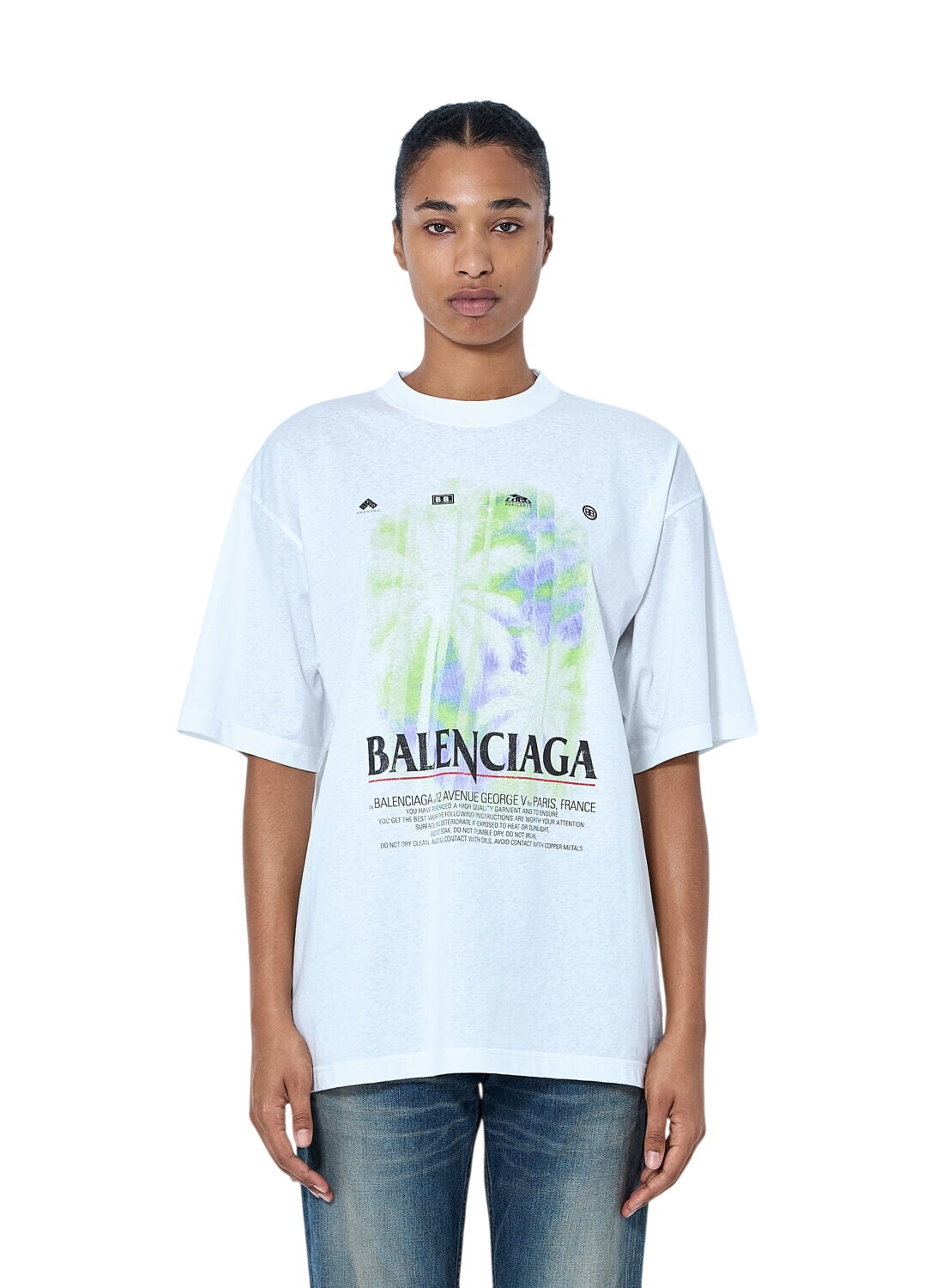 Balenciaga Blue and White Striped Swing Shirt Balenciaga