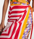 Dries Van Noten Printed silk wrap skirt