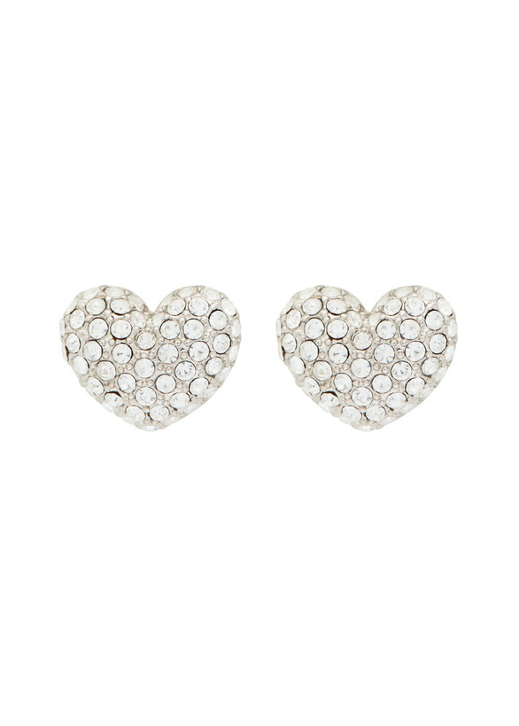 Photo: Marc Jacobs Heart Pave Embellished Stud Earrings - Silver - One Size