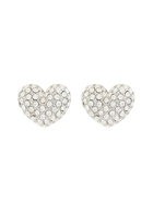 Marc Jacobs Heart Pave Embellished Stud Earrings - Silver - One Size