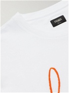 Fendi - Noel Fielding Appliquéd Logo-Embroidered Cotton-Jersey T-Shirt - White