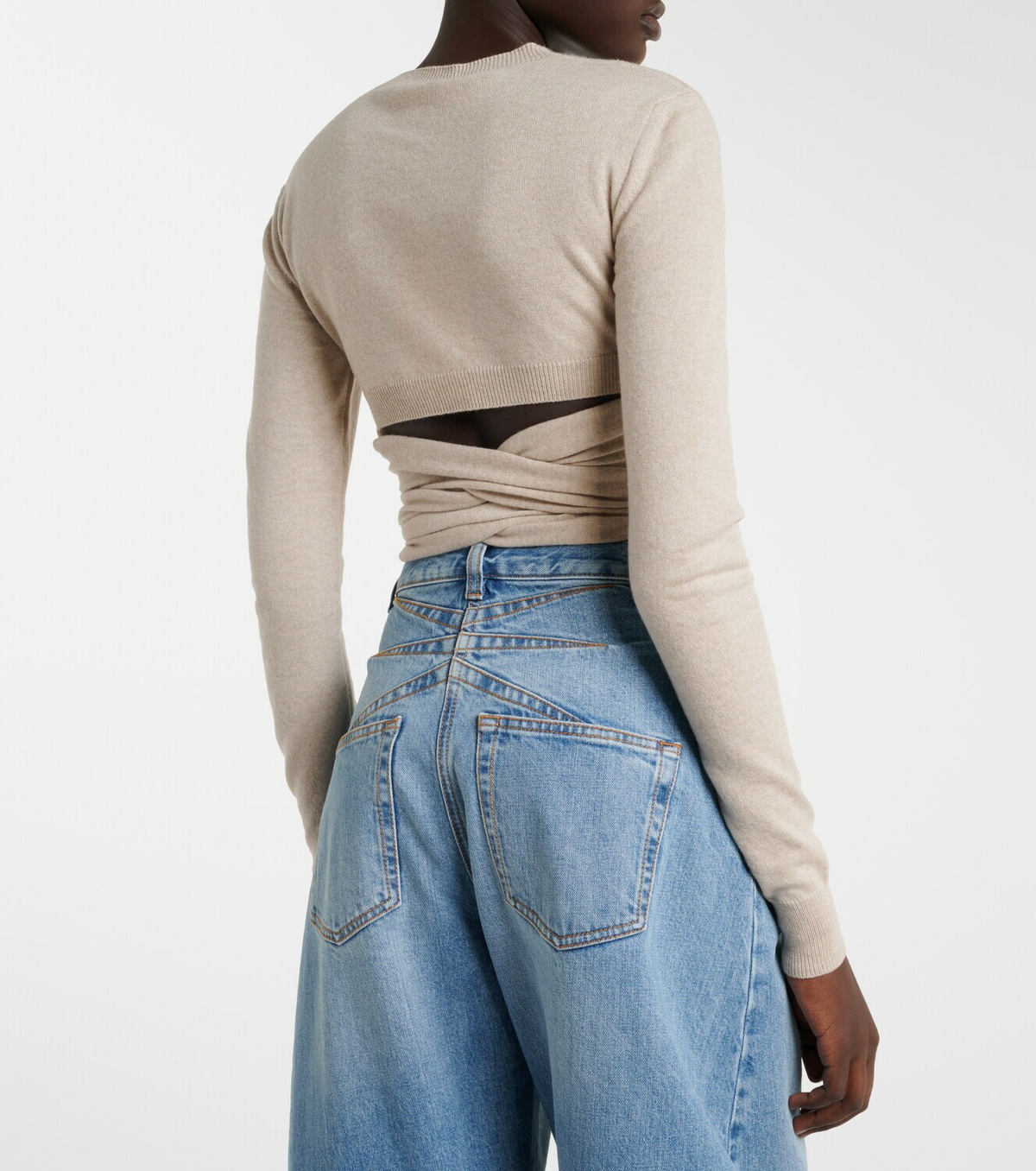 Alaïa Cashmere and wool-blend wrap top