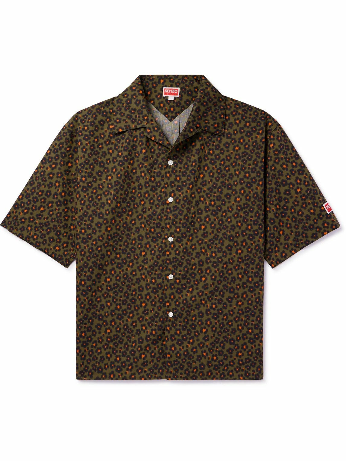 KENZO - Hana Leopard Printed Cotton and Silk-Blend Shirt - Green Kenzo