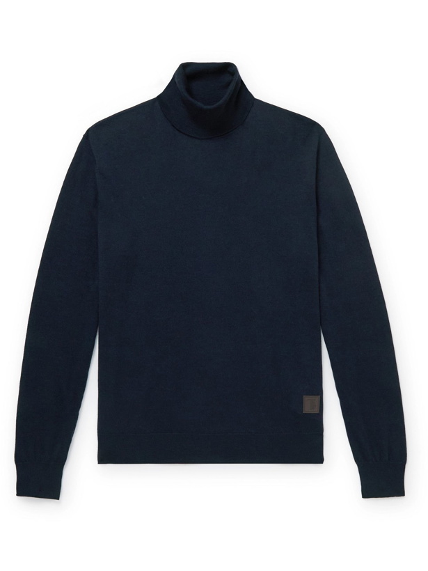 Photo: Tod's - Logo-Appliquéd Merino Wool Rollneck Sweater - Blue