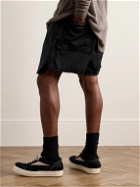 Rick Owens - Stefan Straight-Leg Leather and Denim Shorts - Black