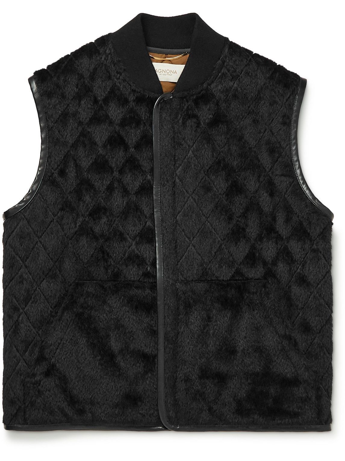 Agnona - Leather-Trimmed Quilted Alpaca and Wool-Blend Gilet