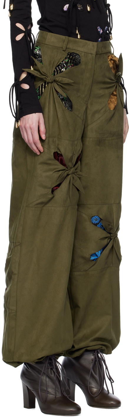J.Kim Khaki Paneled Faux-Suede Cargo Pants