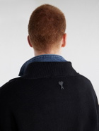AMI PARIS - Logo-Appliquéd Merino Wool Cardigan - Black
