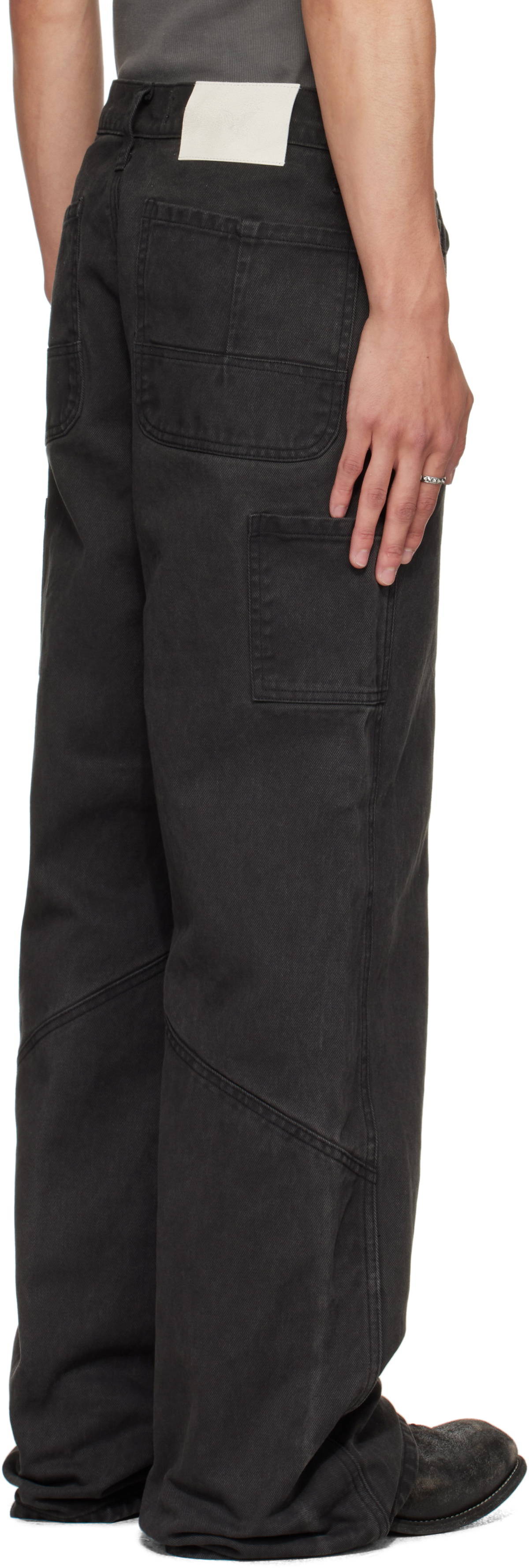 ALEXANDER DIGENOVA Black Underground Cutout Denim Cargo Pants
