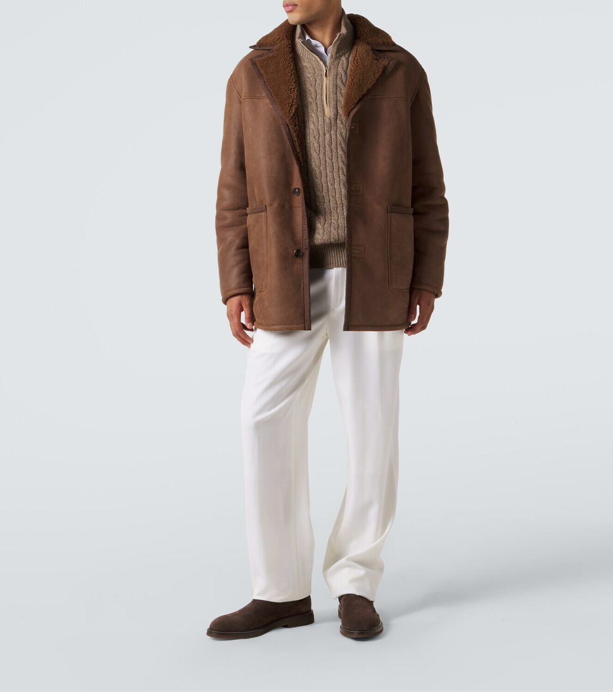 Etro Shearling-trimmed leather jacket