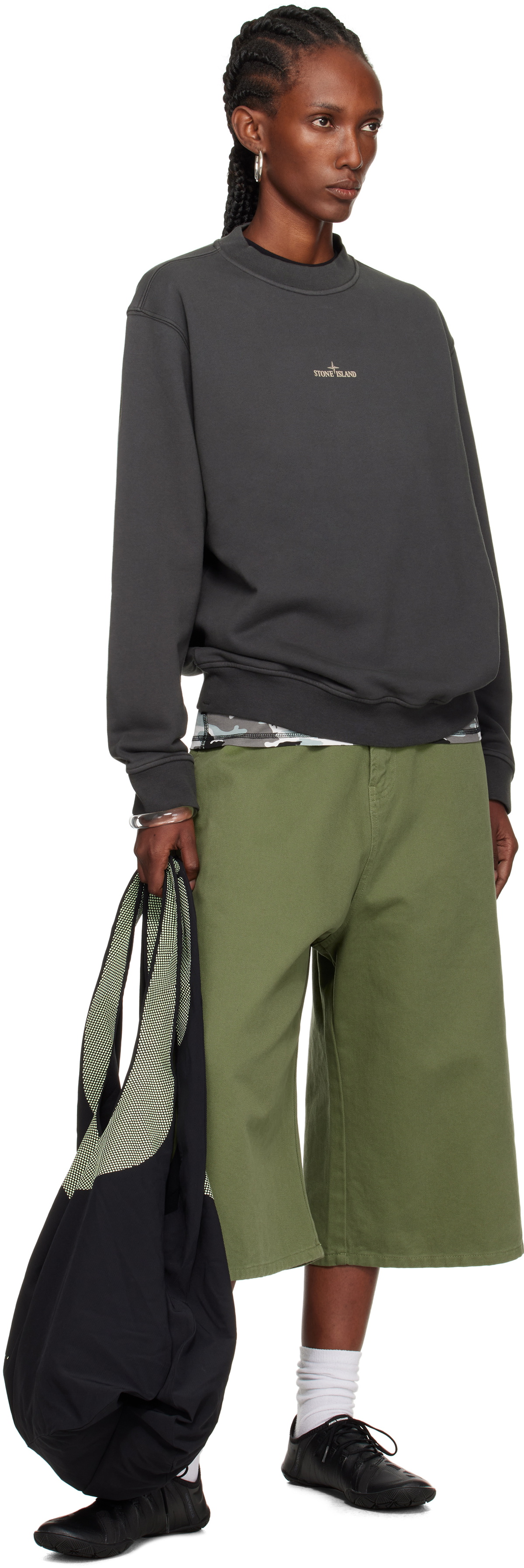 Stone Island Gray 6100018 Cotton Fleece Sweatshirt