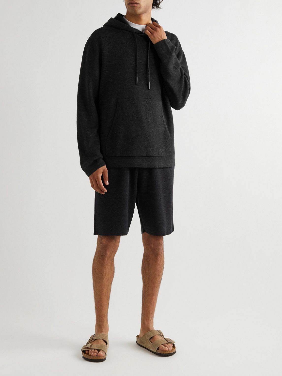 Theory - Linen-Blend Hoodie - Black Theory
