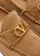 Valentino Garavani Signature Vlogo Suede Loafer Tan