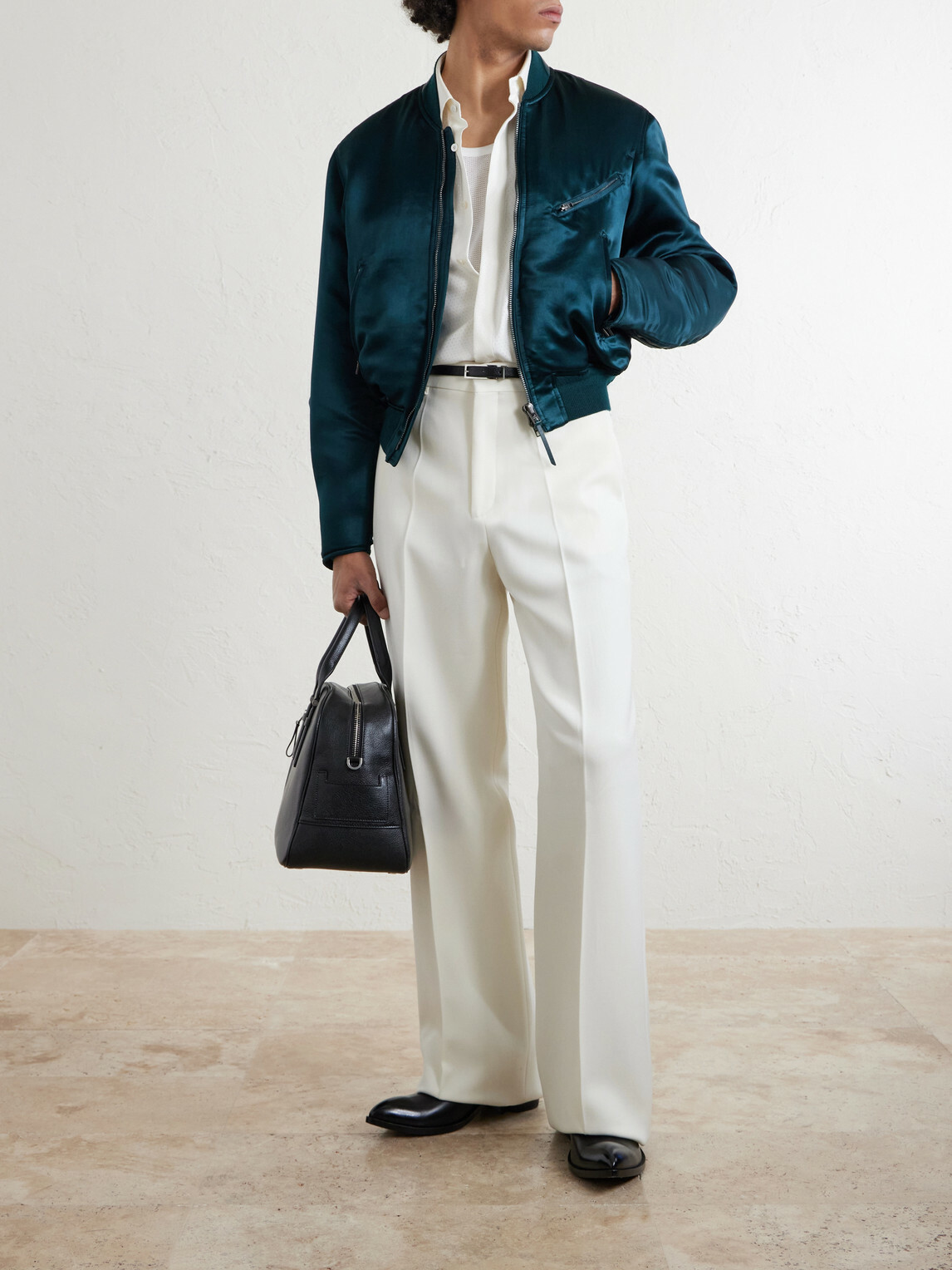 TOM FORD - Satin Bomber Jacket - Green