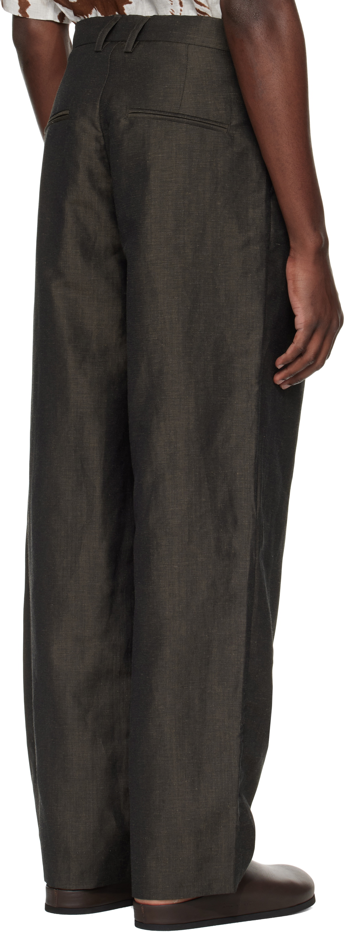 COMMAS Brown Wool Linen Tailored Trousers