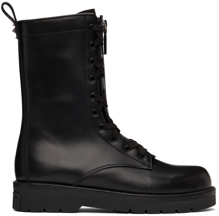 Photo: Valentino Garavani Black Leather Combat Boots