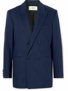 AMI PARIS - Double-Breasted Cotton-Twill Suit Jacket - Blue