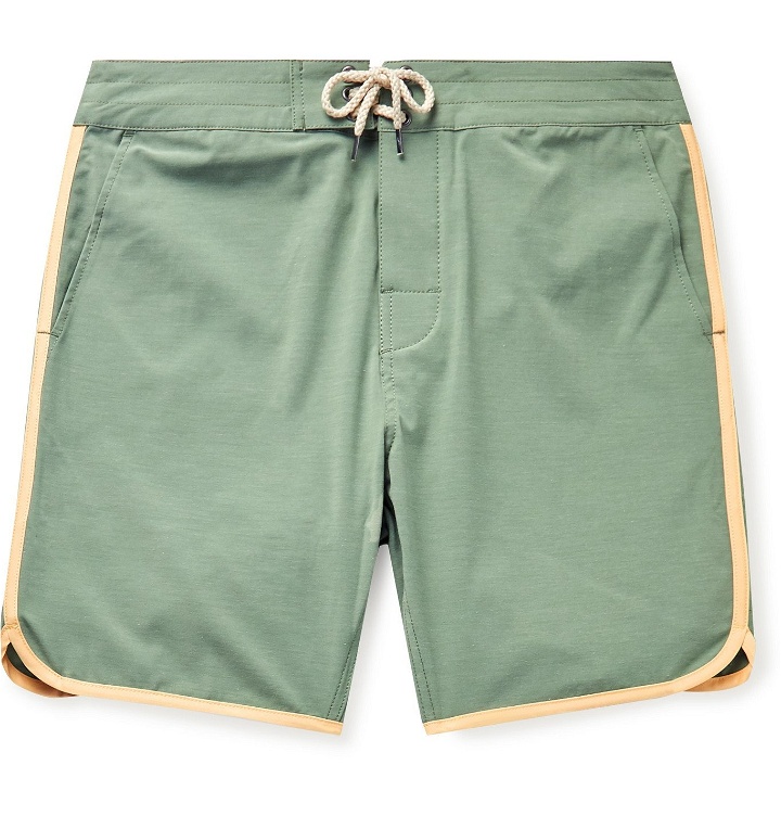 Photo: Faherty - Sunset Mid-Length Contrast-Trimmed Swim Shorts - Green