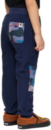 BAPE Kids Navy Grid Camo Pants
