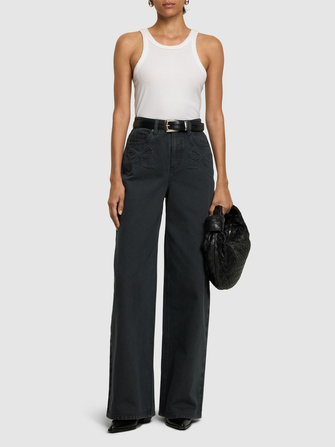 SELF-PORTRAIT Wide Bow Motif Jeans Self-Portrait