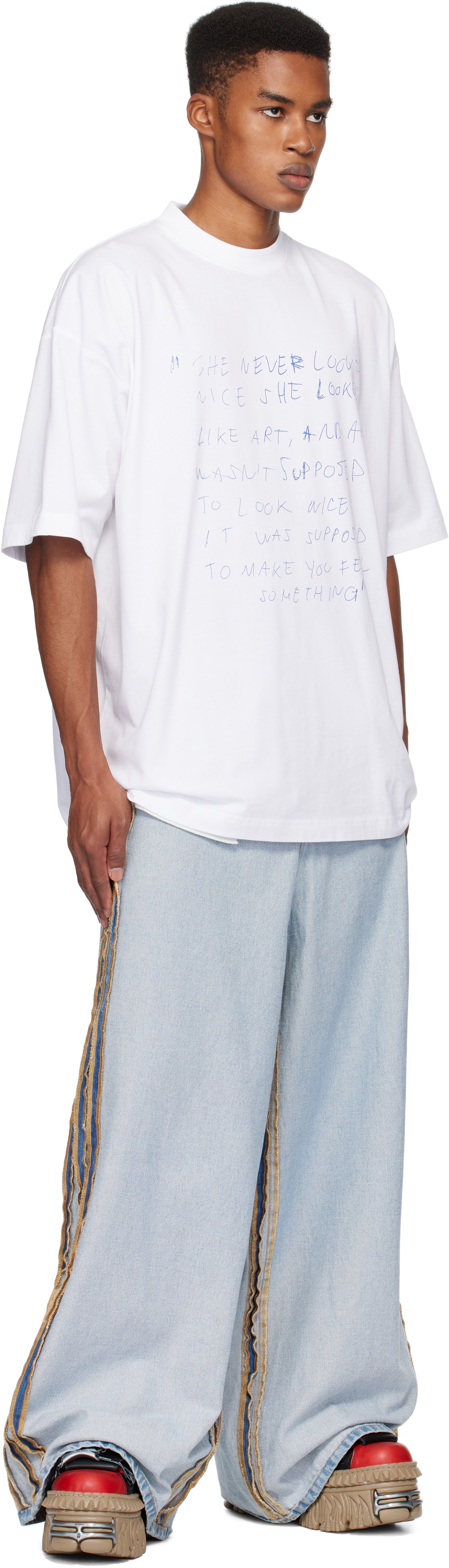 VETEMENTS White 'She Never Looked Nice' Oversized T-shirt VETEMENTS White 'She Never Looked Nice' Oversized T-shirt