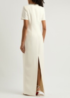 Roland Mouret Crystal-embellished Crepe Maxi Dress Cream