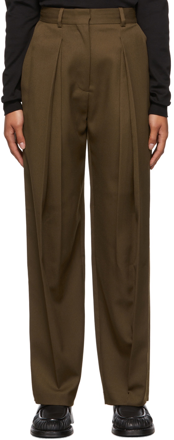 LOW CLASSIC Brown Double Tuck Trousers Low Classic
