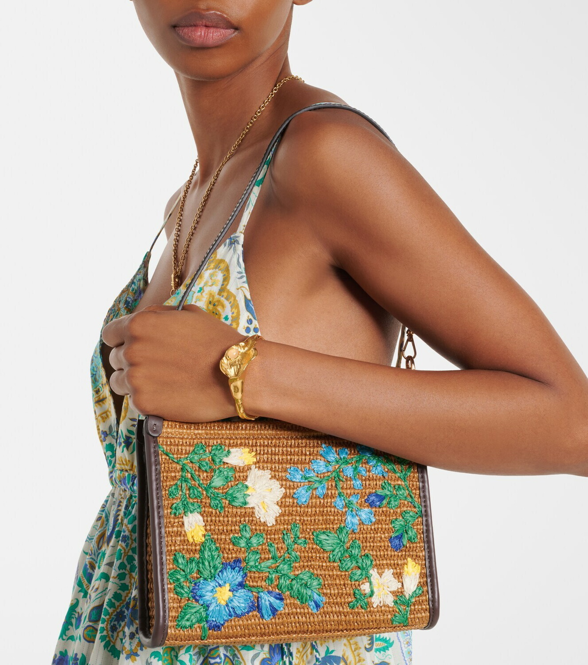 Etro Floral raffia shoulder bag