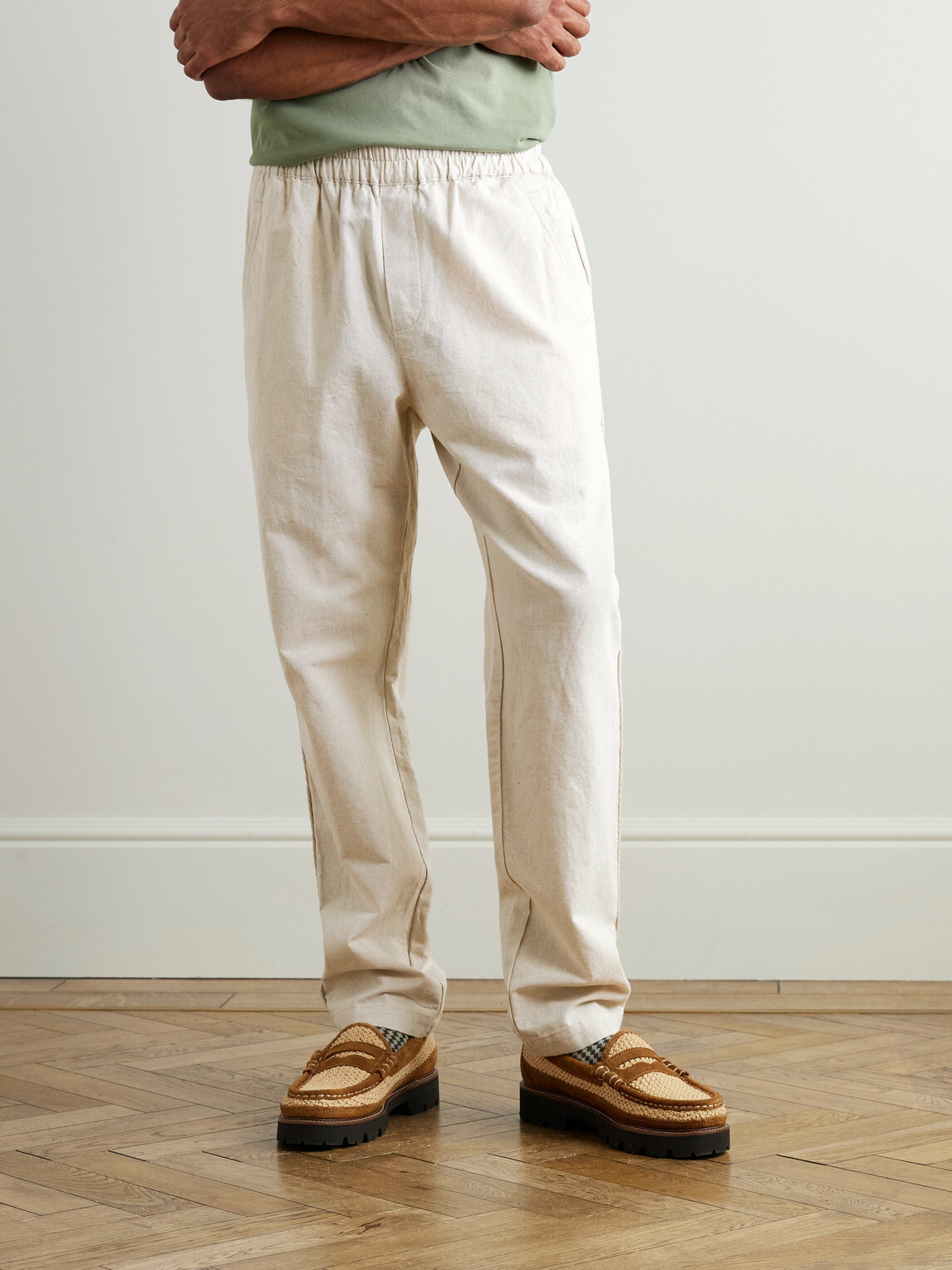 Folk - Cotton and Linen-Blend Suit Trousers - Neutrals