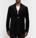 Gucci - Black Grosgrain-Trimmed Embroidered Velvet Blazer - Men - Black