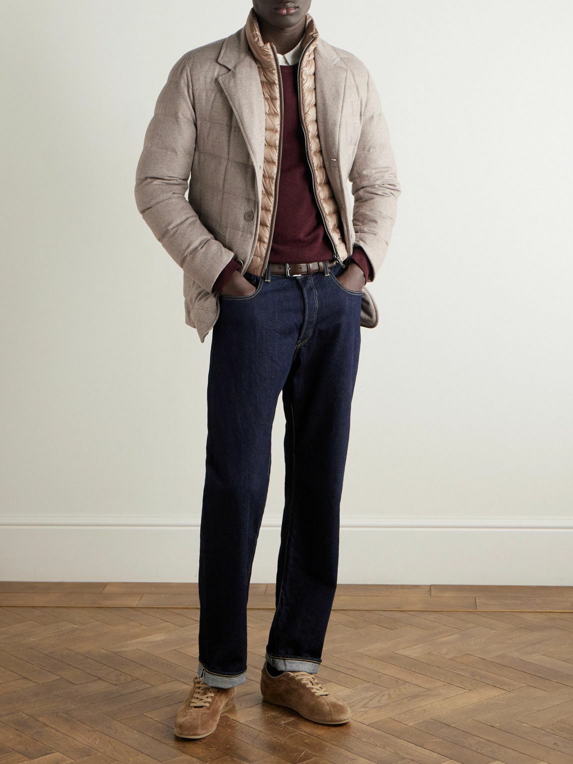 Herno - Slim-Fit Shell-Trimmed Silk and Cashmere-Blend Down Jacket - Neutrals
