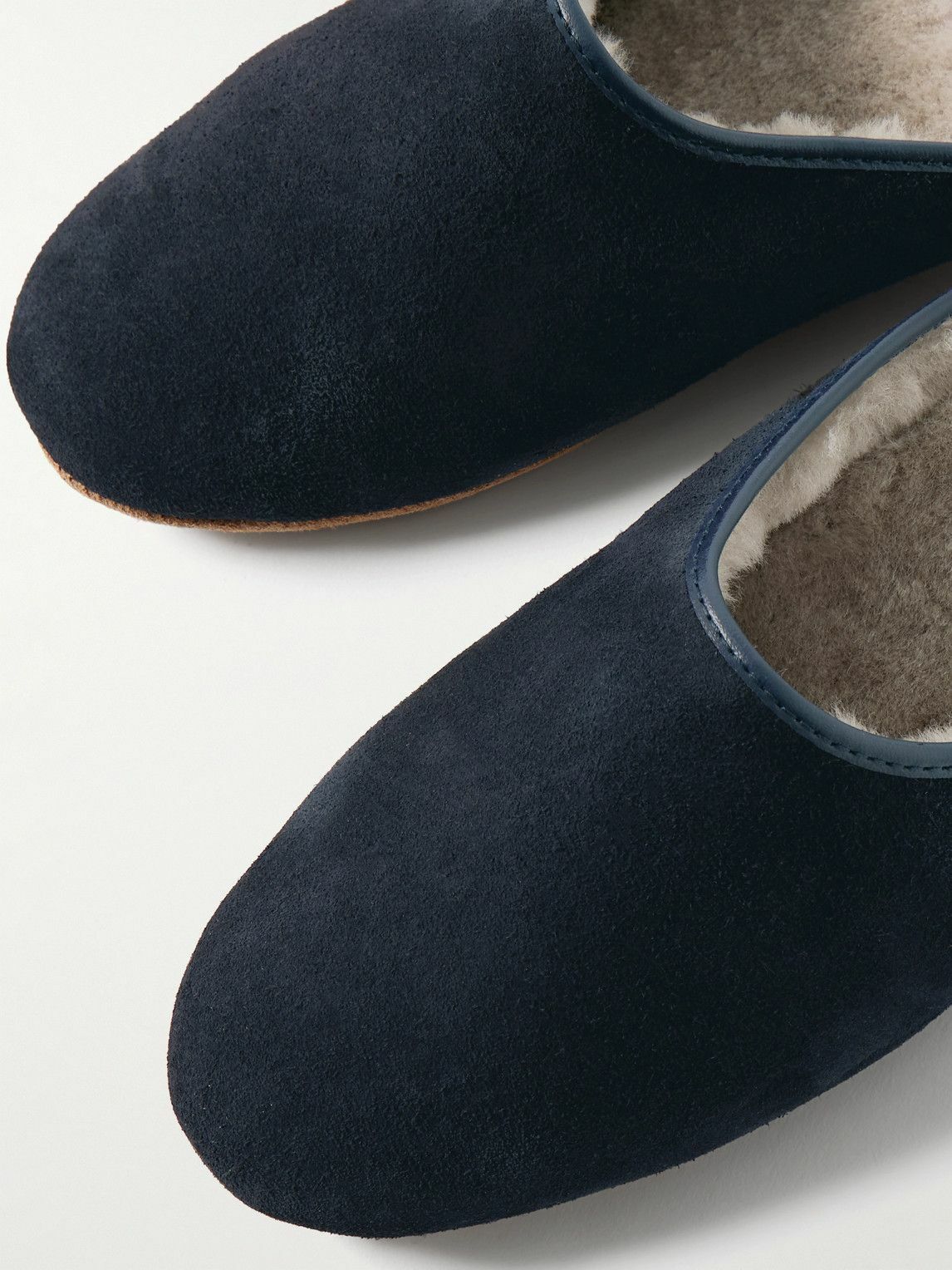 Derek Rose - Shearling-Lined Suede Slippers - Blue