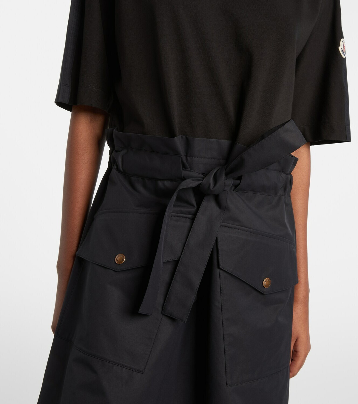 Moncler Belted cotton-blend jersey minidress