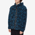 Loewe Men's Anagram Jacquard Fleece Jacket in Black/Turquoise