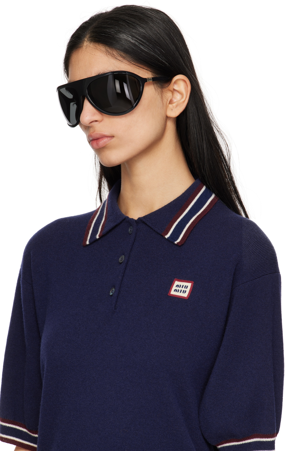 Miu Miu Eyewear Black Miu Enigme Sunglasses Miu Miu