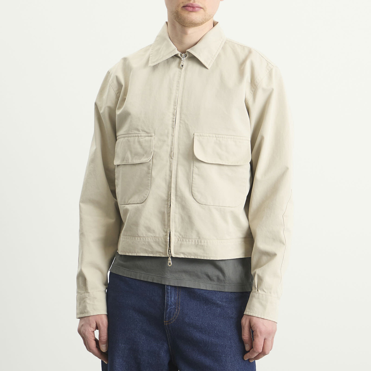 Carter Young Men's Washed Andover Jacket in Pale Khaki