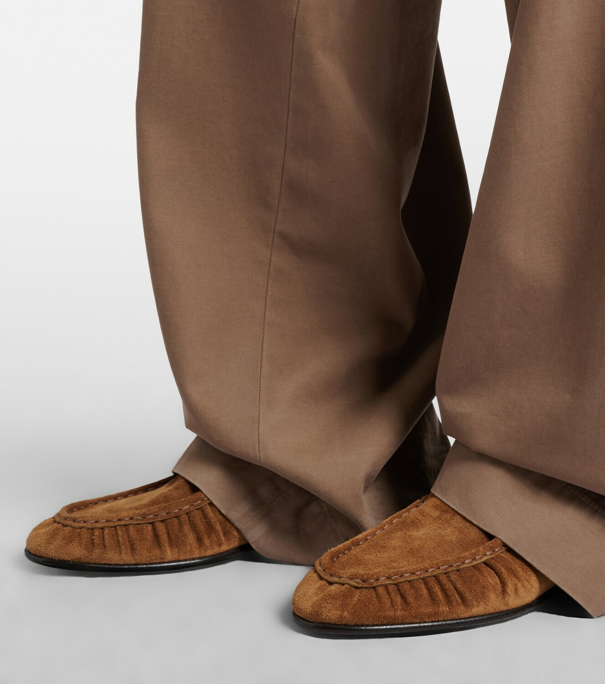 The Row Soft Mocassin Two suede loafers